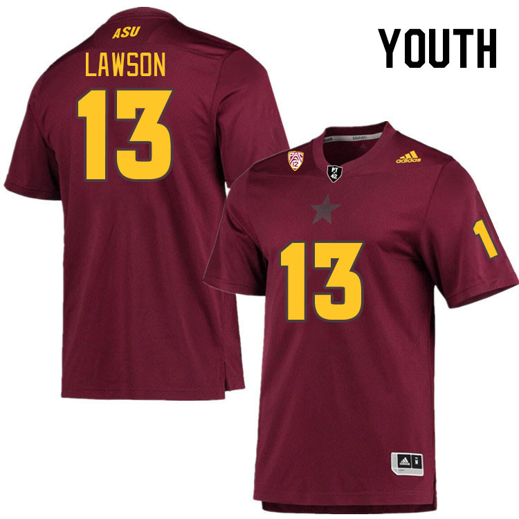 Youth #13 Lenox Lawson Arizona State Sun Devils College Football Jerseys Stitched Sale-Maroon